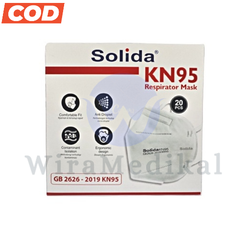 Masker KN95 Respirator Mask Solida 1 Box | Surgical Medical Mask Earloop 4Ply