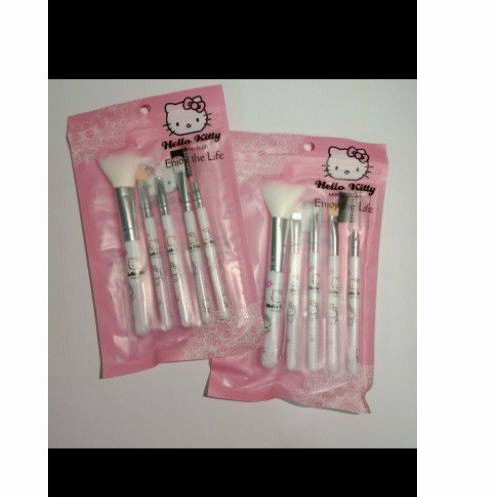 kuas make up set isi 5 Hellokitty - brush set hellokitty