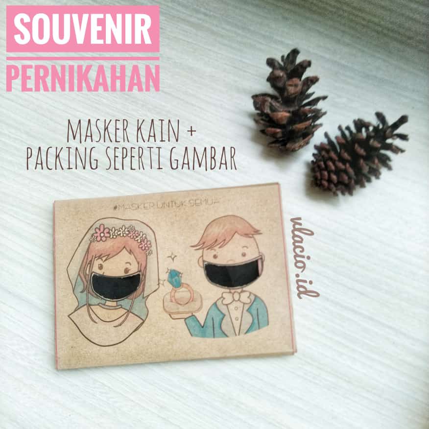 VLACIO Souvenir Pernikahan Tasyakuran Ulang Tahun Masker Kain 2 Ply Murah Mewah Berkualitas