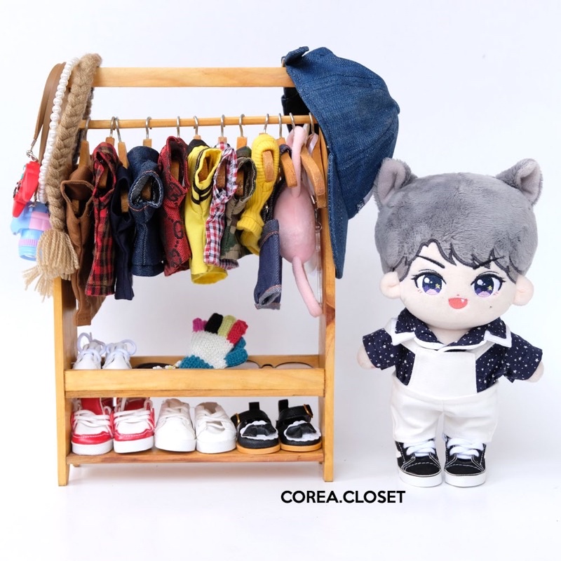 Kpop doll furniture cupboards and hangers set Version 2 Lemari boneka korea  (Rak penyimpan baju bon