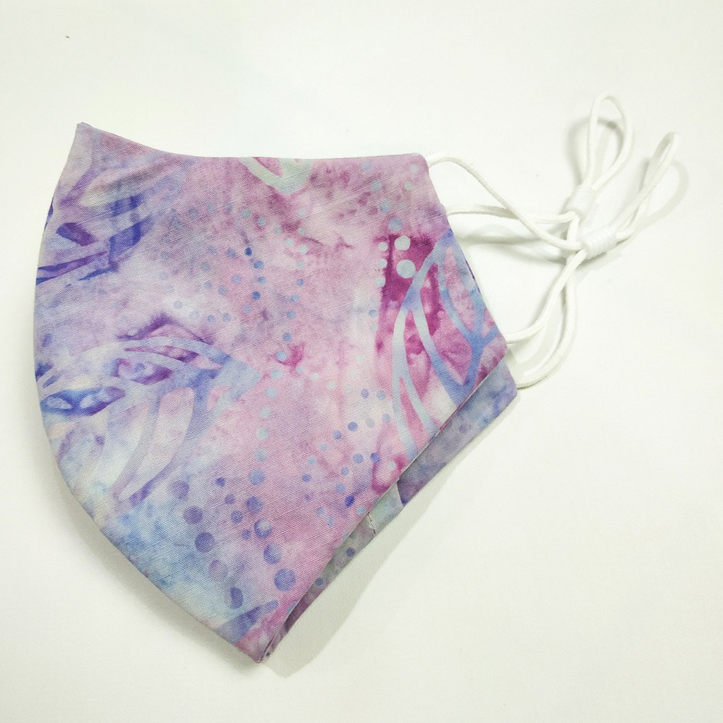 Masker Katun Batik Bali ( TIE DYE PINK UNGU )