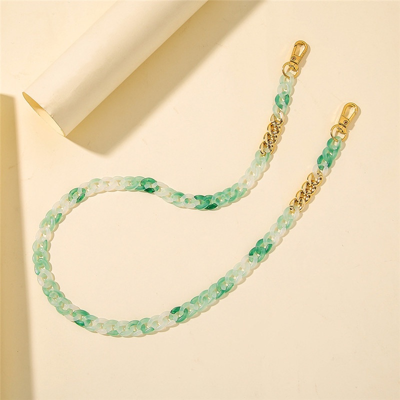 [ACKER] Warna Emas Kasual Topeng Lanyard Sederhana Buatan Tangan Akrilik Lanyard Rantai Topeng Lucu (60cm)