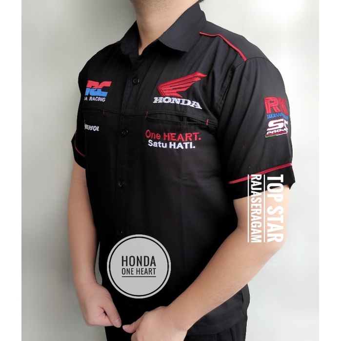 Baju Kemeja Seragam Otomotif Honda One Heart Moto GP Kemeja Bordir F1