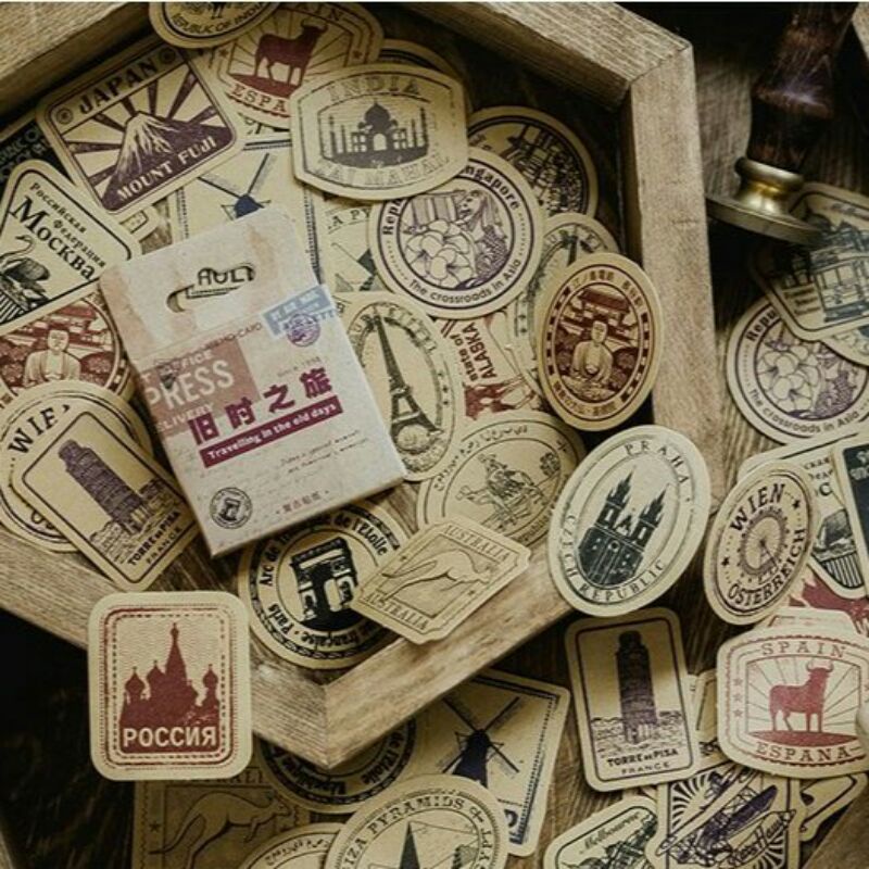 

[45Pcs]Country Stamp Sticker/Sticker Box Country Stamp Series