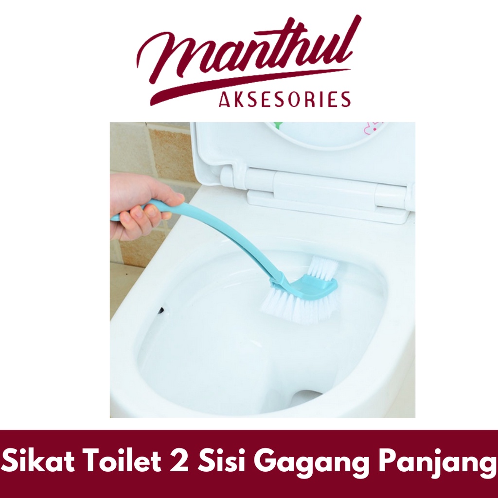 Sikat Toilet 2 Sisi Gagang Panjang Alat Gosok Lantai Kamar Mandi WC