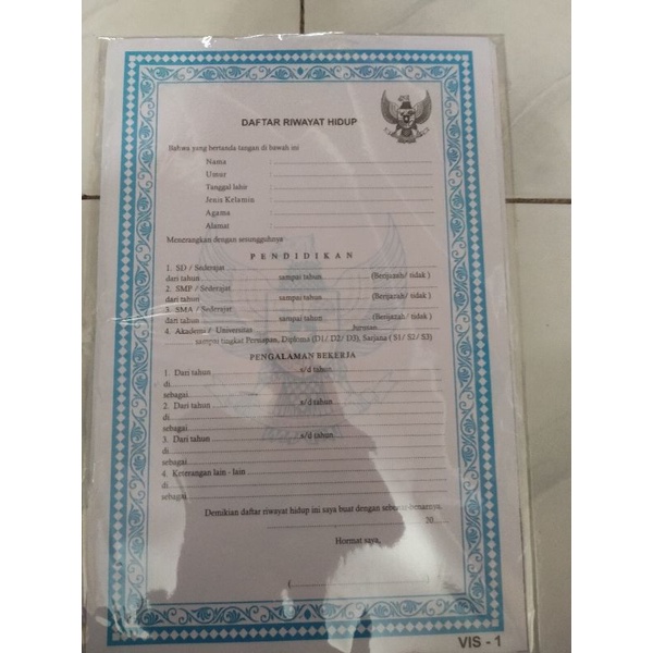 

Daftar Riwayat Hidup ( 1 pak isi 25 lembar )