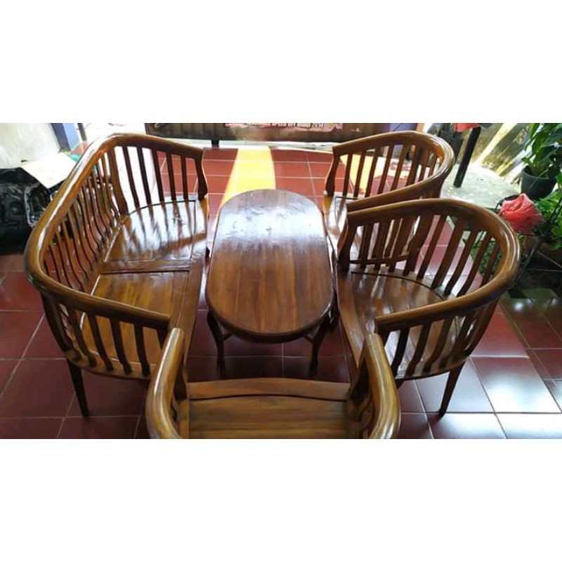 satu set kursi betawi tamu unik berkualitas kayu jati