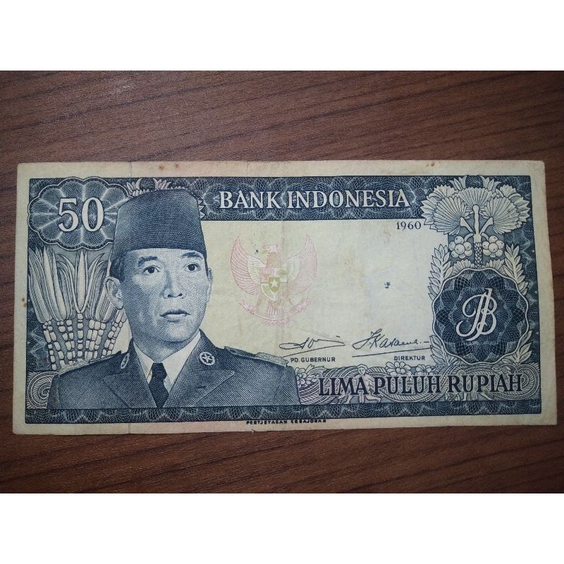 Uang Kertas Kuno Soekarno 50 Rupiah 1960