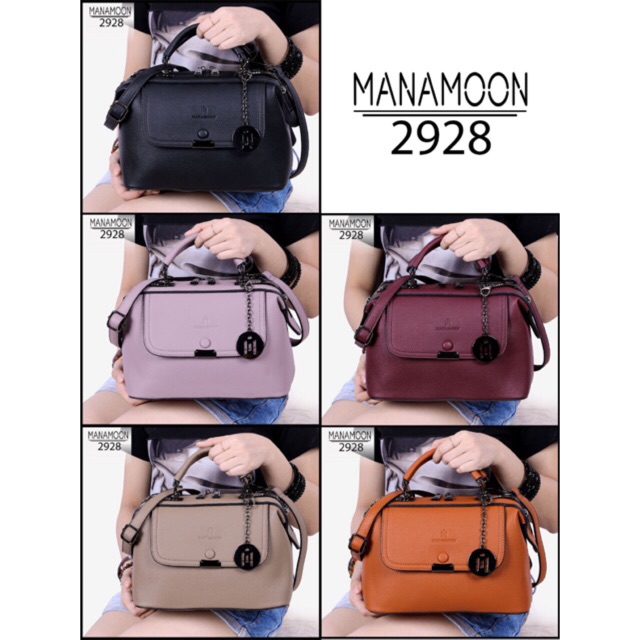 Tas MANAMOON 2928# NEW Arrival Latest in Handbags MANAMOON Doctor Clove Bags Clemence Leather (2928)