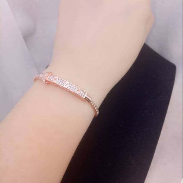 Gelang Rantai Lapis Emas Kristal Swarovsky