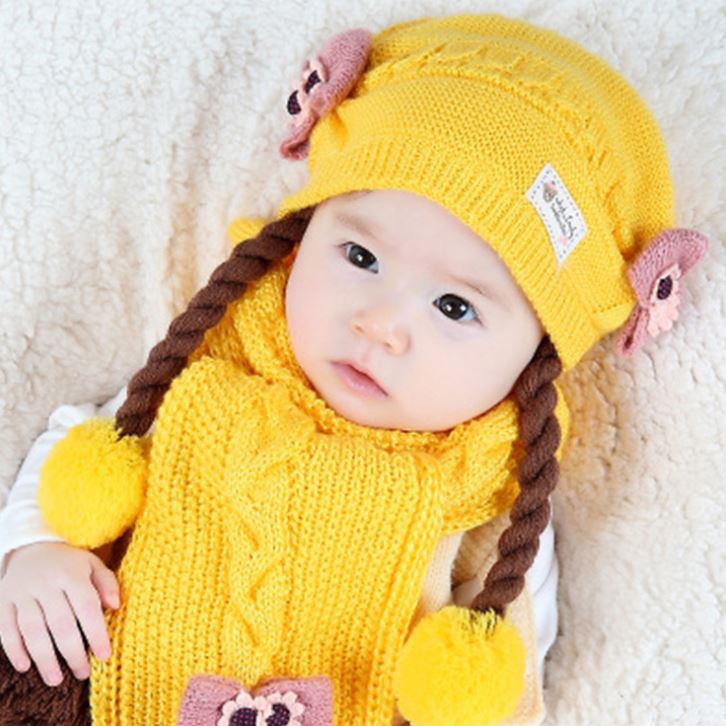 PGT - Topi Rambut Kepang / Baby Hat Wig / Topi Bayi Rambut Kepang