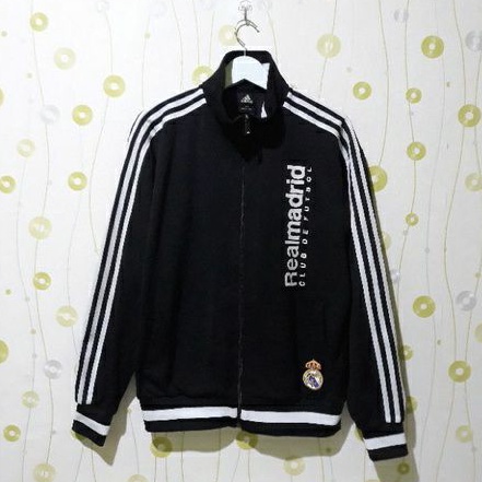 jaket tracktop adidas real madrid black