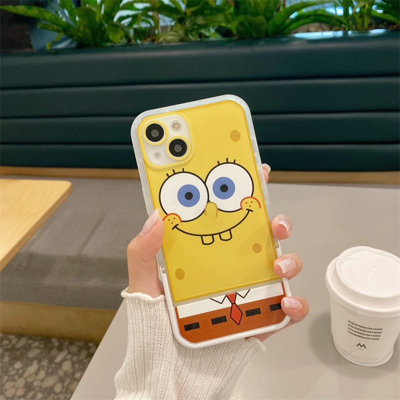 Casing flip Motif SpongeBob SquarePants Untuk Iphone 11 12 13PROMAX X XS XR XSMAX 6 7 8 plus