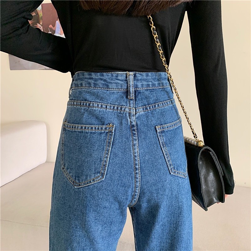 [CLEARANCE SALE] JEANS  BOYFRIEND CELANA WANITA CEWEK HIGHWAIST PANJANG BAGGY DENIM HW KULOT MX800