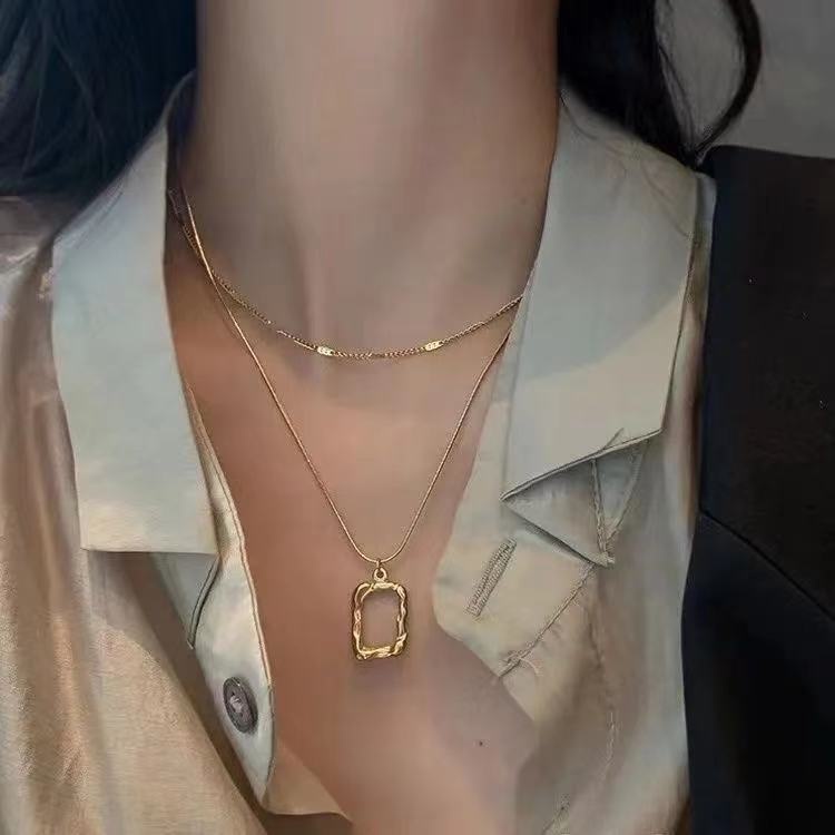 Simple Gold Necklace Korean Style Double Chain Accessories Women Fashion Jewelry