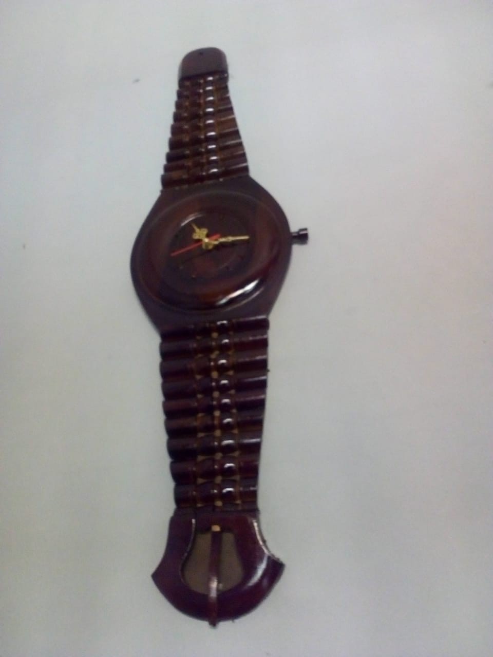 Jam Dinding Bentuk Jam Tangan Krepyak Kayu Jati