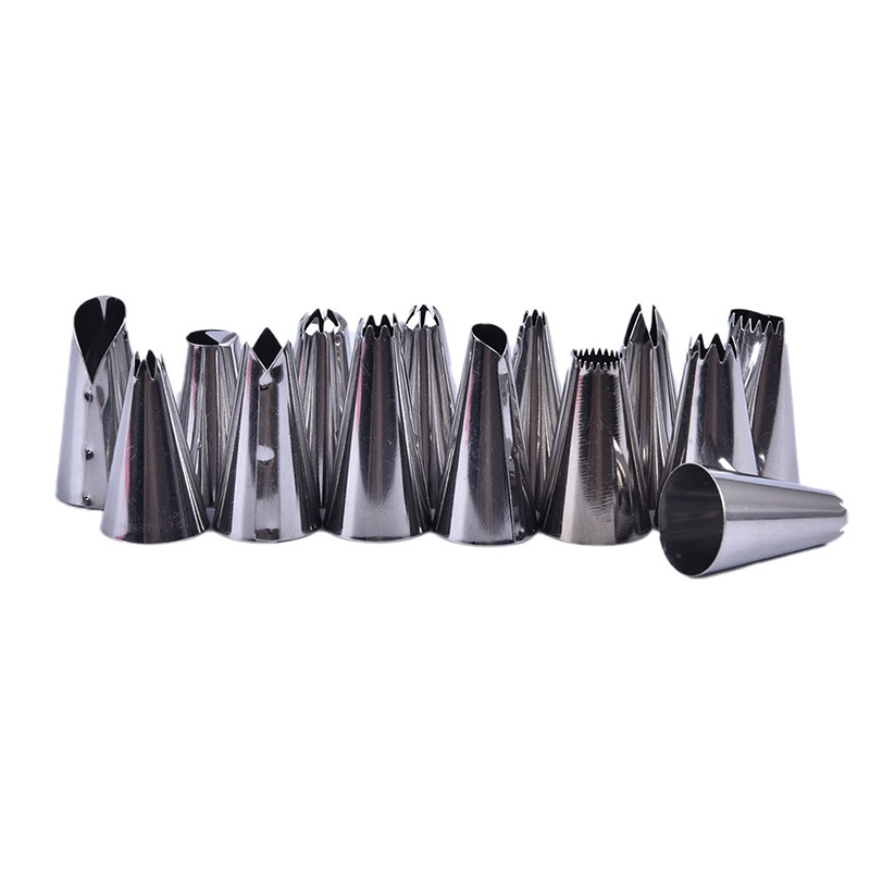 16pcs Nozzle Tas Kue Bahan Silikon Stainless Steel Untuk Aksesoris Dapur