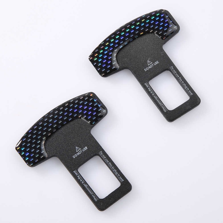 2 Pcs Seat Belt Carbon Buckle Buzzer Colokan Safety Stop Alarm