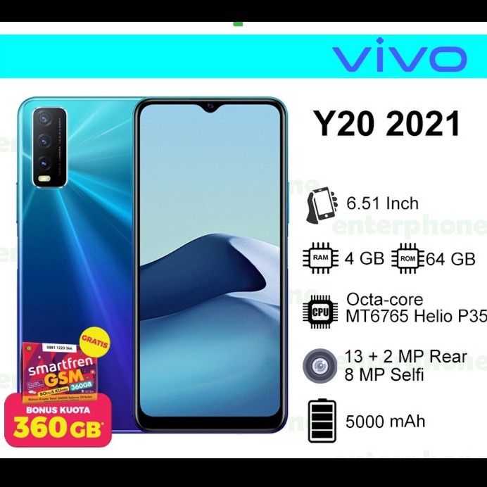 VIVO Y20 2021 RAM 4/64 GARANSI RESMI VIVO/KING CELL
