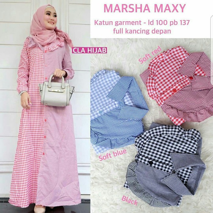 Gamis busui / Gamis katun / Dress murah / Baju hijaber : Marsha Maxi ---HU---