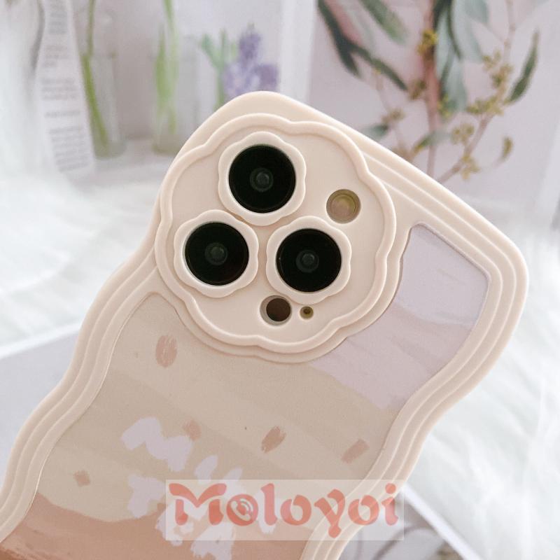 Soft Case Pelindung Lensa Kamera Pola Bunga Gelombang Tahan Banting Untuk IPhone 6 6s Plus 11 12 13 Pro MAX 7plus 8plus XR X XS MAX 7 8 SE 2020