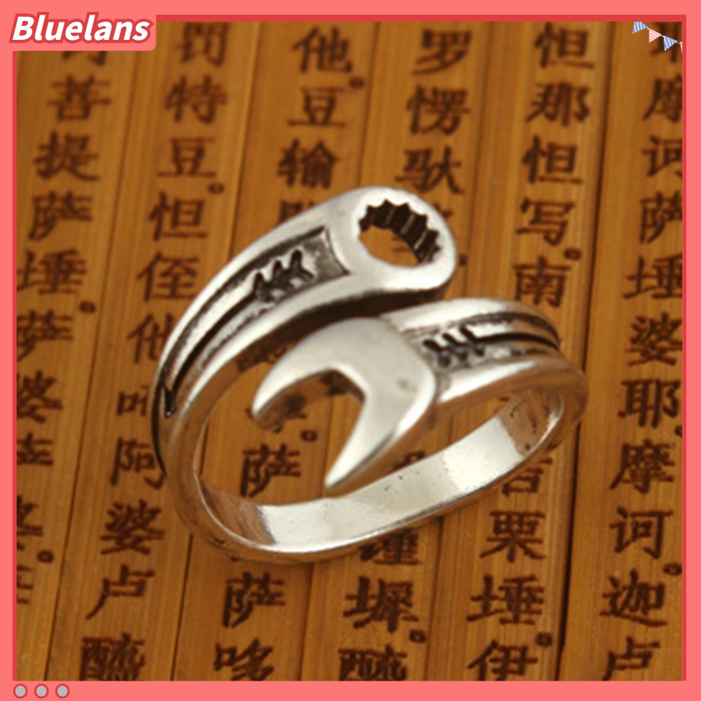 Bluelans Retro Adjustable Creative Men Wrench Spanner Opening Finger Ring Cool Jewelry