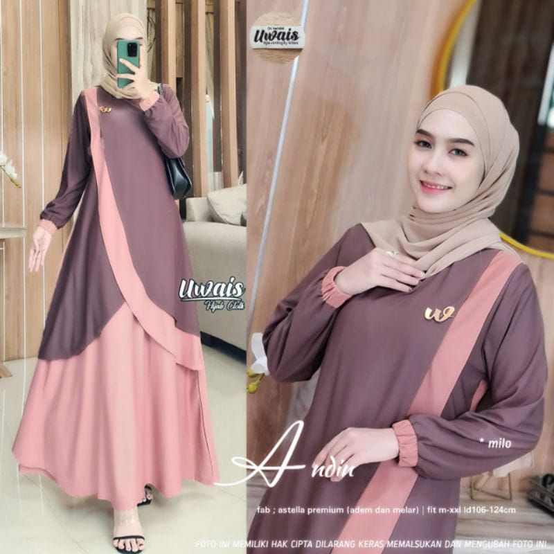 RESTOK GAMIS MUSLIMAH ANDIN DRESS MAXY ORI BY BY UWAIS HIJAB