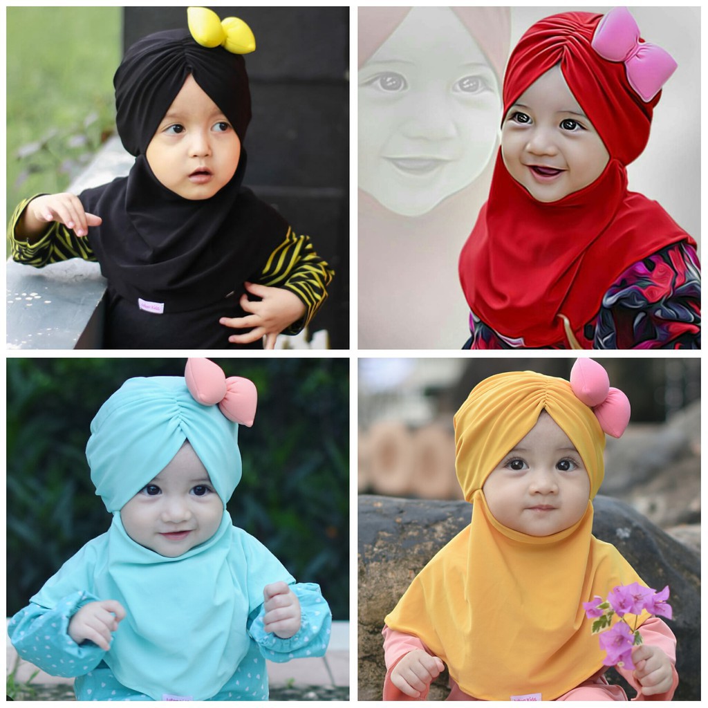 Hijab Bayi Jilbab Bayi Pita Depan Bahan Jersey Usia 0-3 Tahun / Jilbab Bayi Lucu Murah