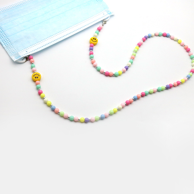 Colorful Beads Smile Face Chain Fashion Non-slip Lanyard Accessories