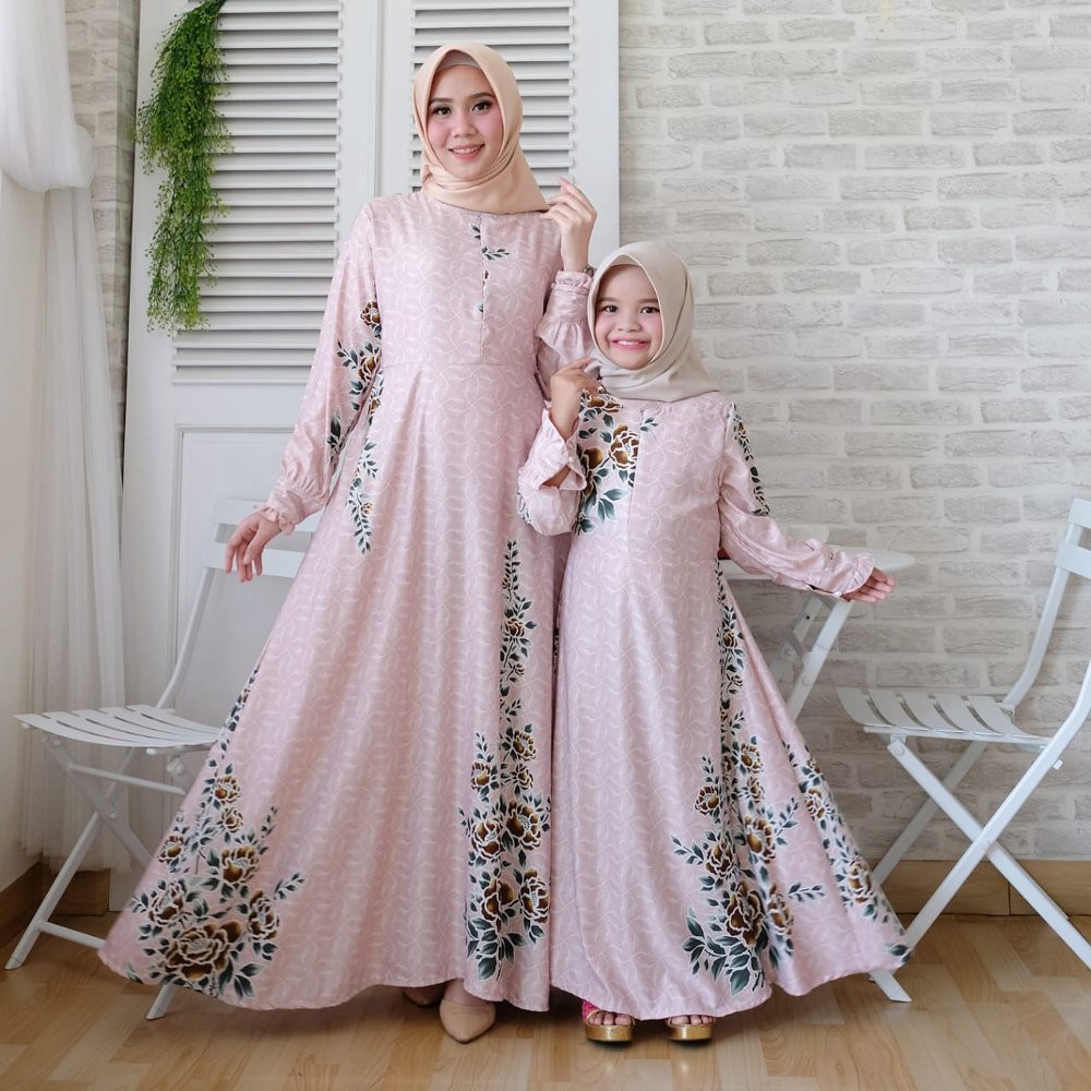 Baju Gamis Couple Ibu Anak Perempuan Muslim Syari Couple Keluarga Terbaru Milo Premium Sepasang Ibu Shopee Indonesia