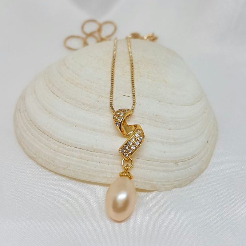 Kalung Wanita Mutiara Tawar Asli Bersertifikat||Kalung liontin||Kalung wanita murah||Kalung mutiara 