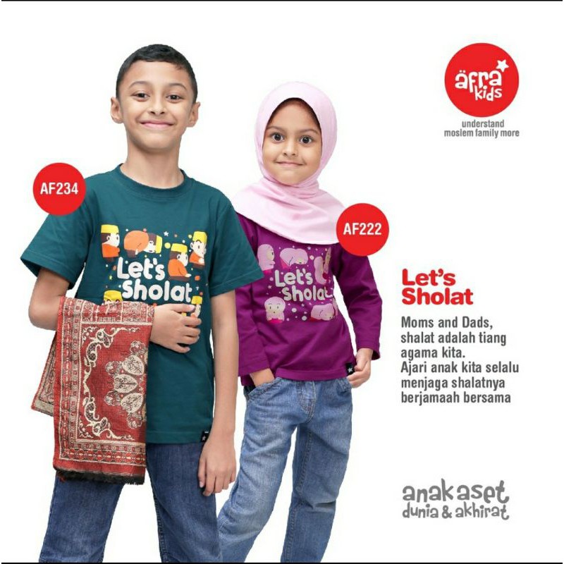 Kaos anak Afrakids AF234 &quot;Lets Sholat&quot; Lengan Pendek