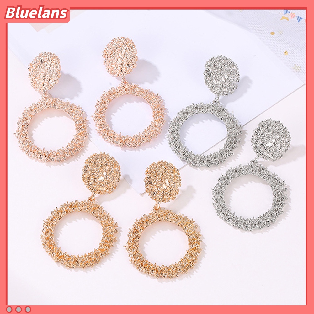 Bluelans Anting Tusuk Gantung Desain Lingkaran Hollow Untuk Wanita