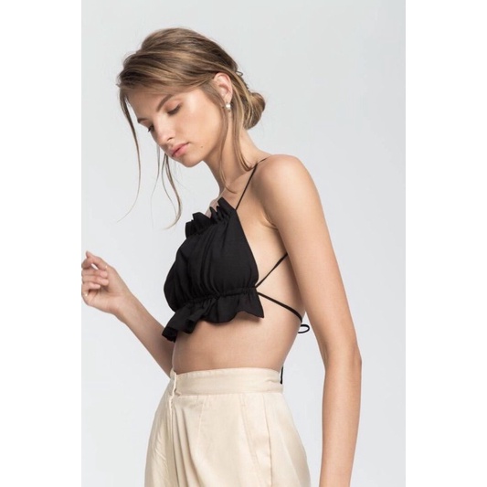 Ruched backless top/crop top rayon