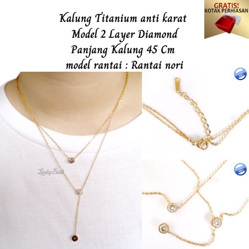 PROMO Gratis Kotak Perhiasan - Kalung Titanium Anti Karat Selamanya Stefan1 Kalung Wanita Model 2 Layer Diamond New - Lovelybutik