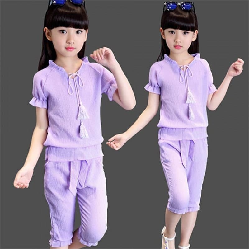 Promo !! Setelan anak perempuan import / Setelan kerut tassel monica Ukuran 2-5 Tahun / Setelan anak trendy