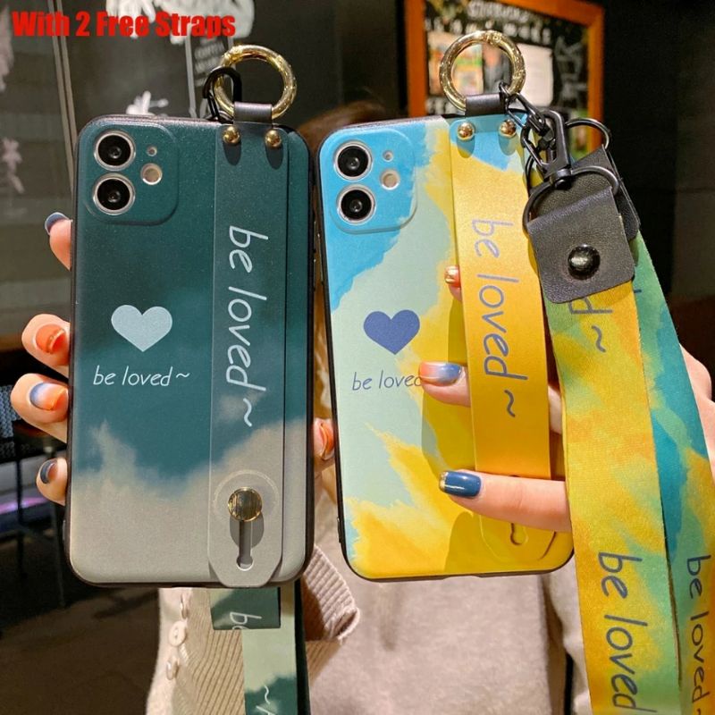 Case IPHONE 13 12 11 Pro Max 13 12 11 Pro 13 12 11 Casing+Tali Cantik Mewah Cute Elegant