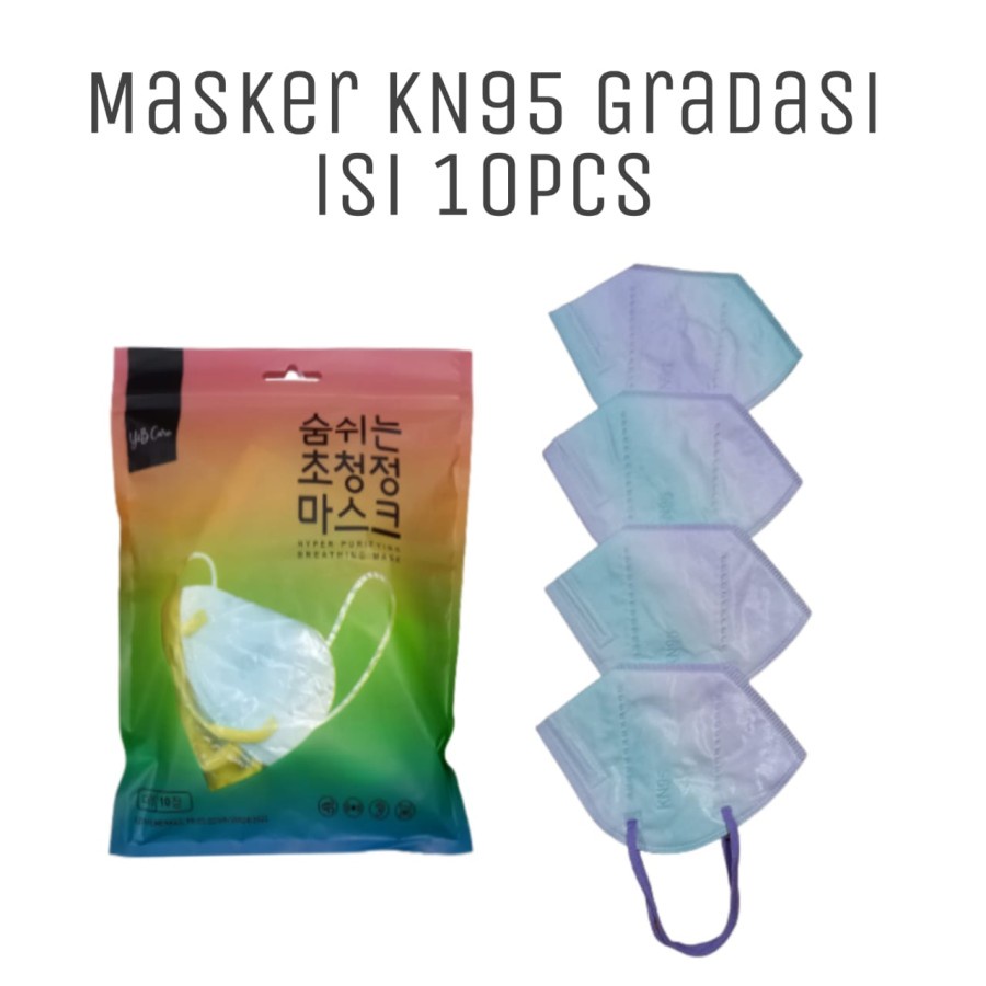 MASKER KN95 GRADASI 5PLY ISI 10 MOTIF ACAK RANDOM HIGH QUALITY PREMIUM MASKER KN 95 WARNA RANDOM