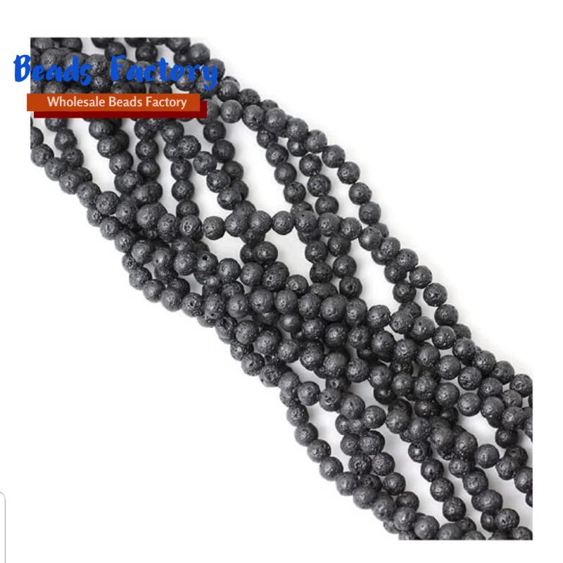 Grosir Manik Batu lava stone 4mm-12mm Kuarsa Bulat Hitam Round