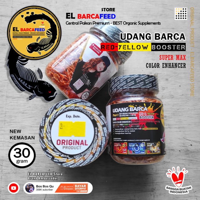 Udang Kering Pakan Ikan Channa EL BARCA Feed Pro++ [RED-YELLOW BOOSTER] - 30 gr