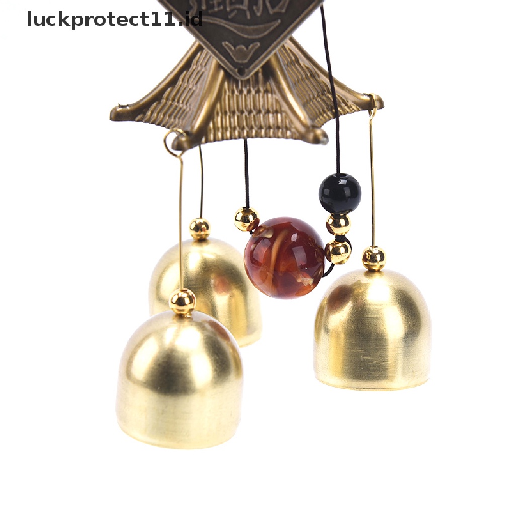 // Hg &amp; ID// Liontin Lonceng Angin Logam Tembaga Dekorasi Pintu Lucky Cat Feng Shui Pendant