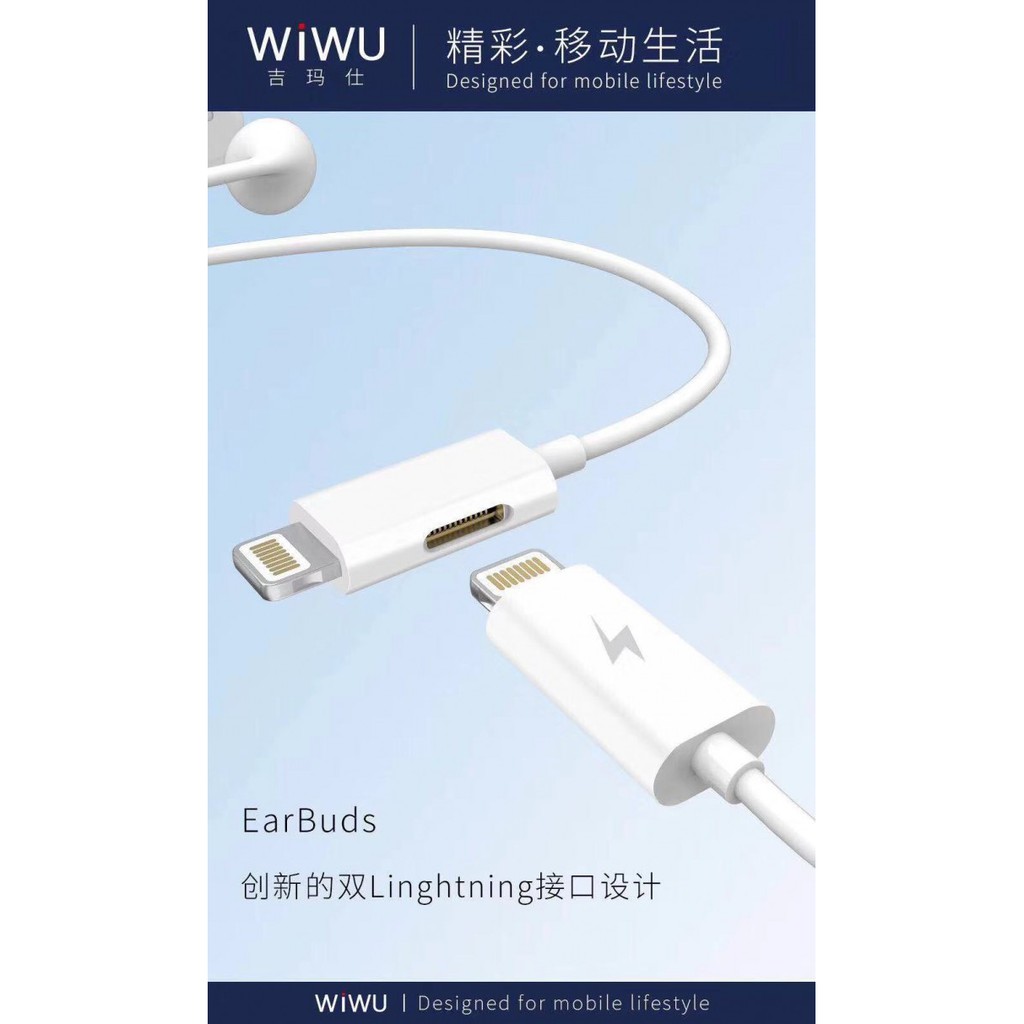 Original WIWU EB01 - Earbuds Earpods Lighting with Charging Function