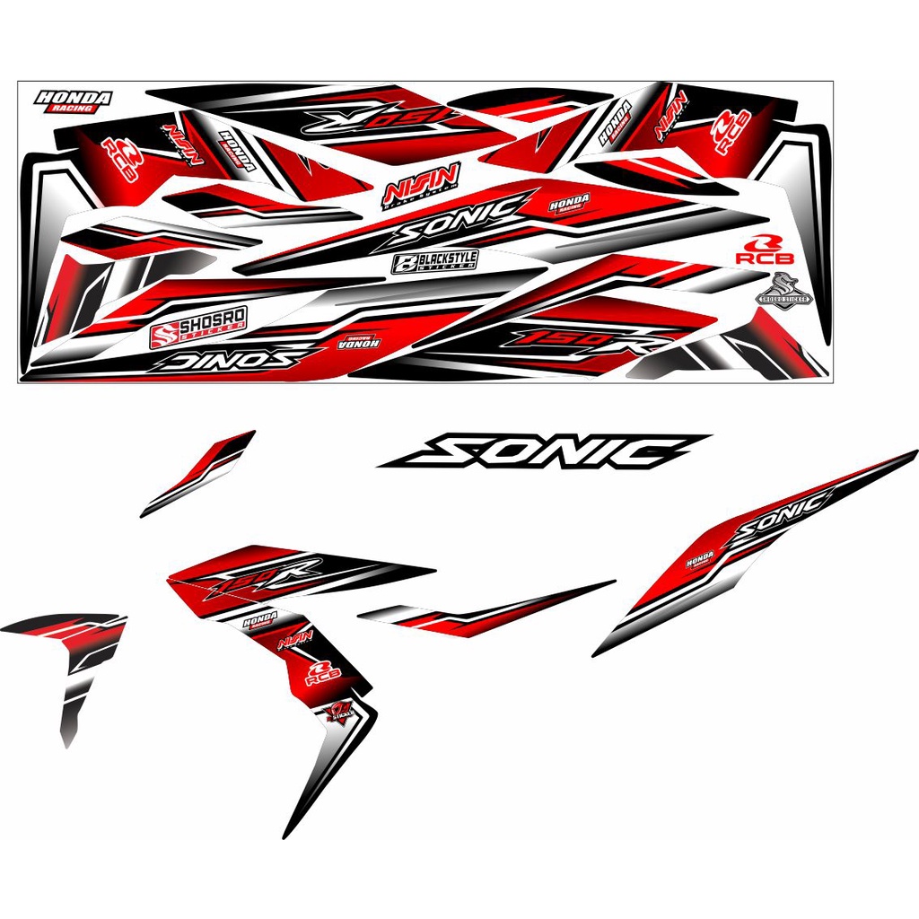 DECAL MOTIF / STRIPING/STICKER CUSTOM MOTOR SONIC OLD MOTIF RACING SIMPLE/STICKER VARIASI MOTOR SONI