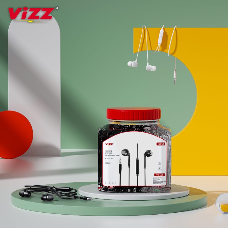 VIZZ Earphone VZ-E05 Stereo Headset Handsfree Murah Toples Isi 50Pcs