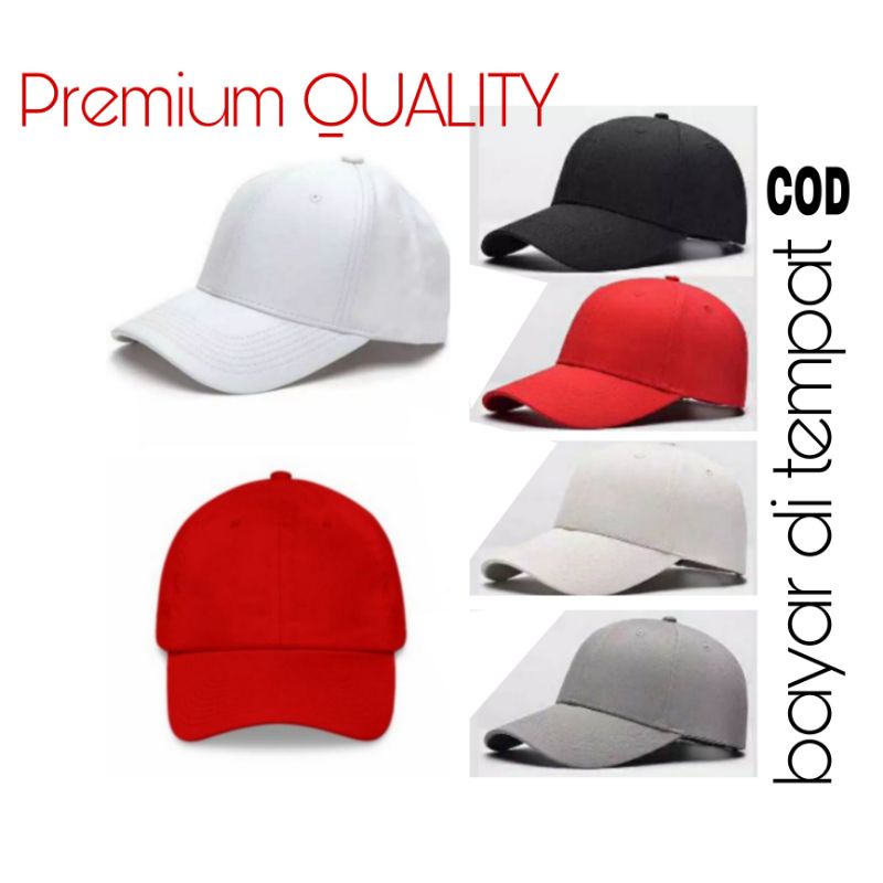 Topi Baseball Polos Warna Hitam Putih Merah Navy Pria Wanita Dewasa Laki Perempuan Simpel Kekinian Murah Cod