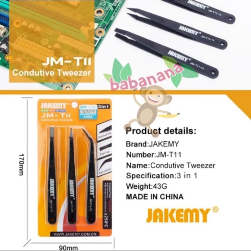 Jakemy JM-T11 pinset tweezer penjepit pencapit anti static