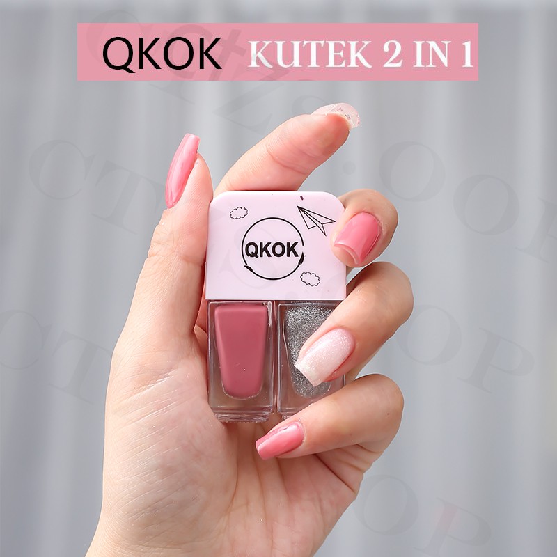 【CT】QKOK 2IN1 kutek Korea Lucu 2 Warna Gel Nail polish #SR 10