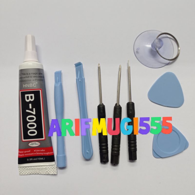 OBENG TOOLS SET OPENING 8 IN 1+LEM B7000 15 ML+LEM 50 ML SERBAGUNA