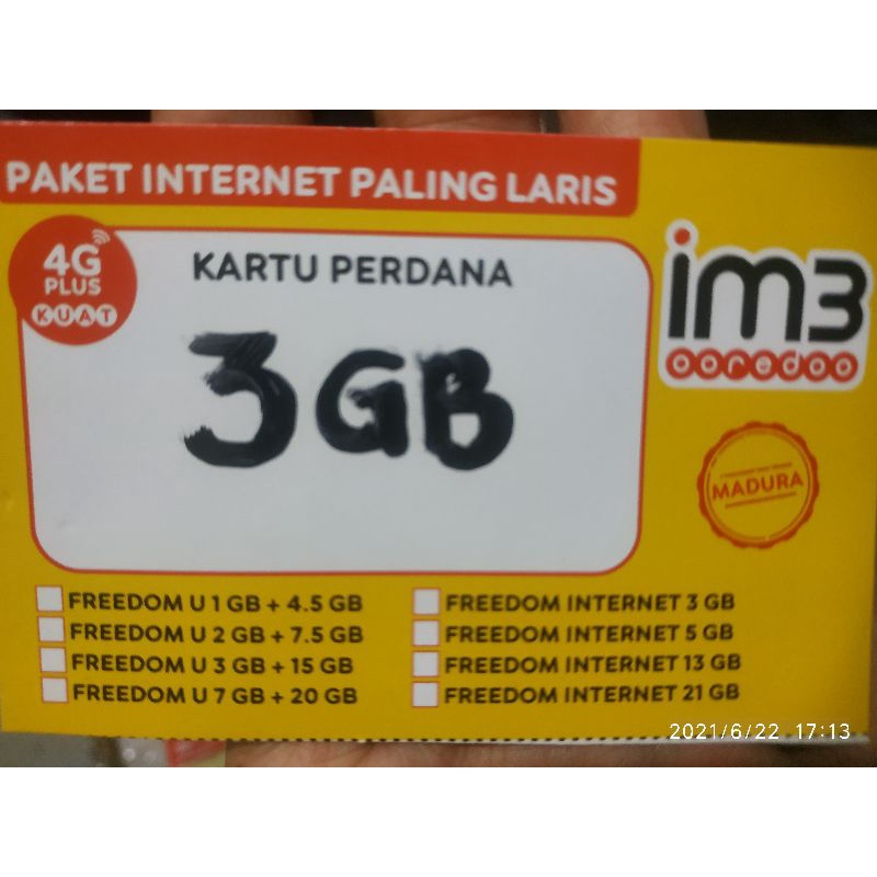 PERDANA UNLIMITED INDOSAT 3GB