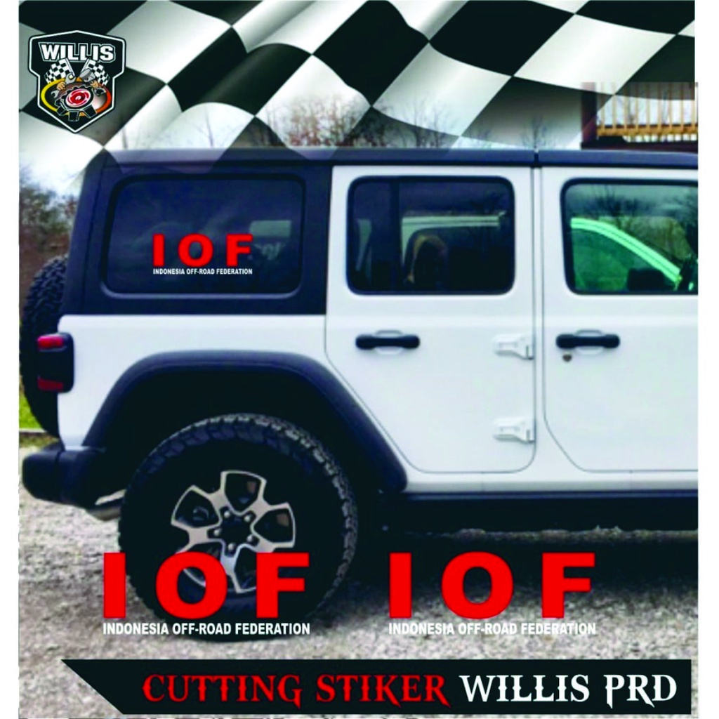 Terlaris STIKER KACA CUTTING MOBIL IOF OFF ROAD 30 X 12 CM 2 PCS